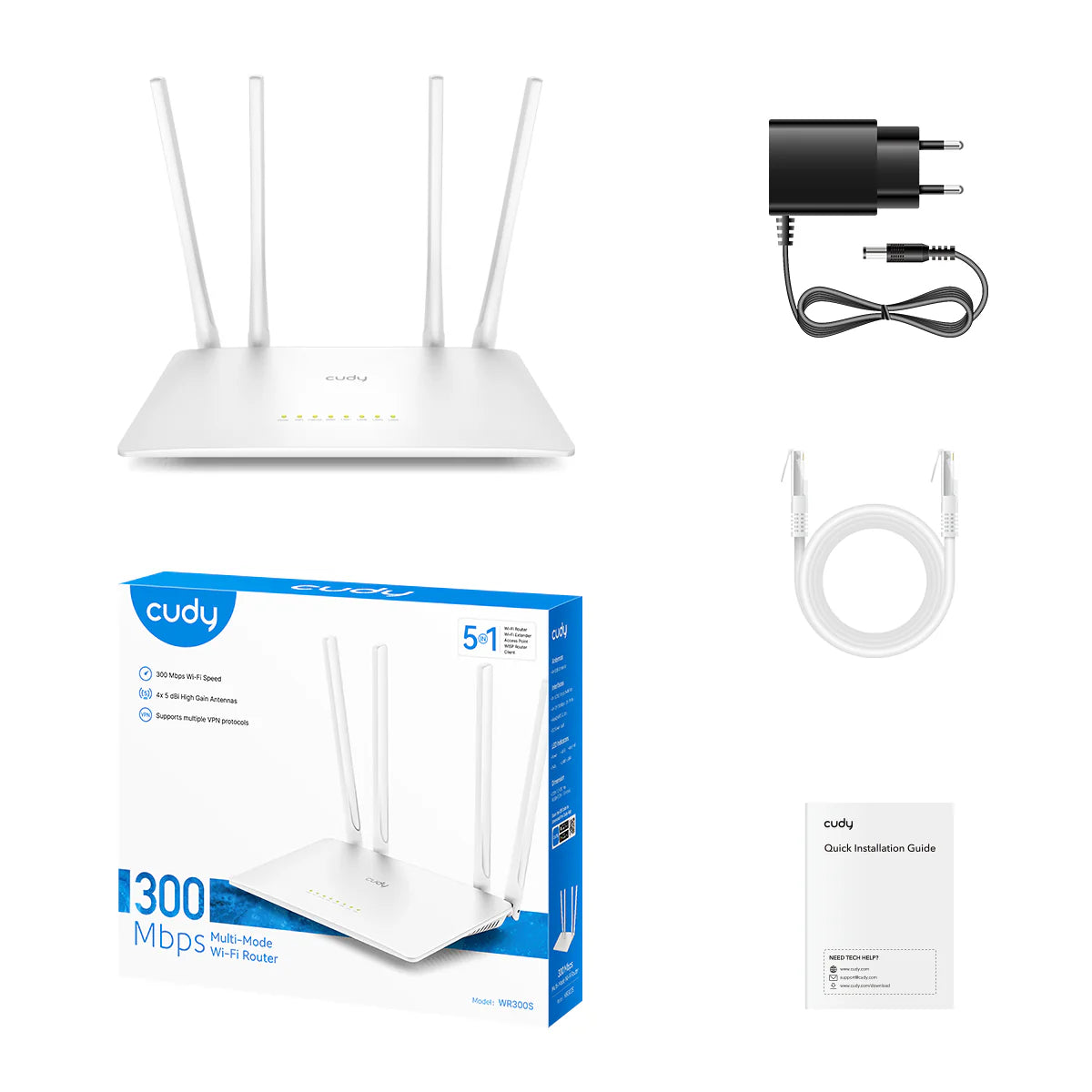 CUDY 300 Mbps Multi-Mode Wi-Fi Router. WR300s